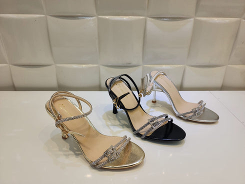 Rhinestone Buckle Strap Heels